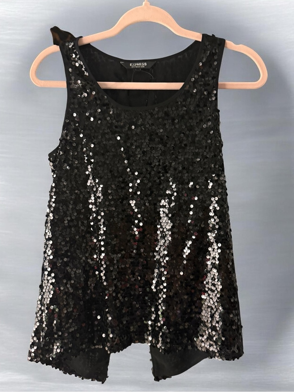 Express Black Sequin Tank Top Women's Extra Small
